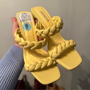 Yellow Braided Strap Heels